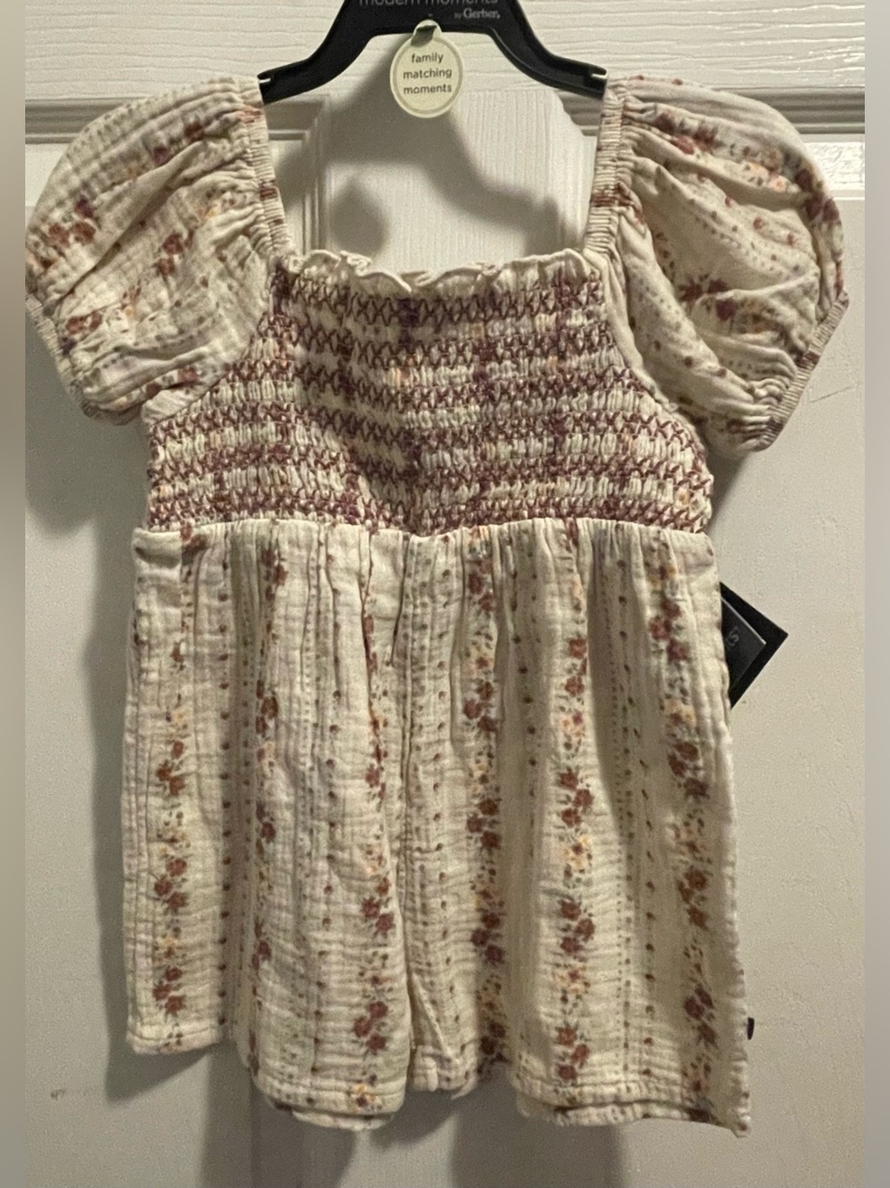 Modern Moments by Gerber Girls 3T Floral Smocked Cotton Gauze Romper NWT - Picture 7 of 11